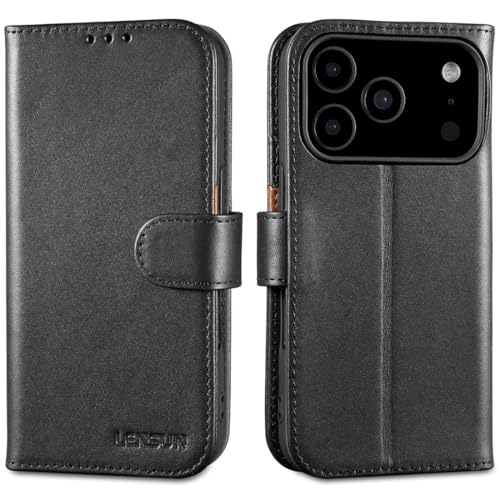 Coque pour iPhone 17 Pro Cuir Véritable anti-piratage avec fentes pour cartes et blocage RFID