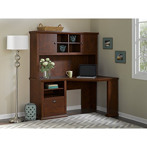 Bush Furniture Yorktown Corner Desk with Hutch in Antique Cherry - Thumbnail 2