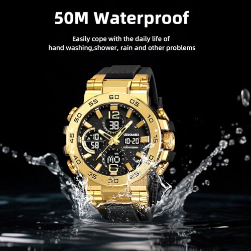 SKMEI Mens Stylish Digital Sports Watches Waterproof Watches for Women with Alarm Dual Time Zone Display2
