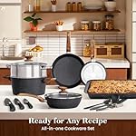 Kitchen Induction Cookware & Bakeware Set - 30 Piece Black Granite Cooking Pans Set, Non-Stick Pots and Pans Set - Image 5