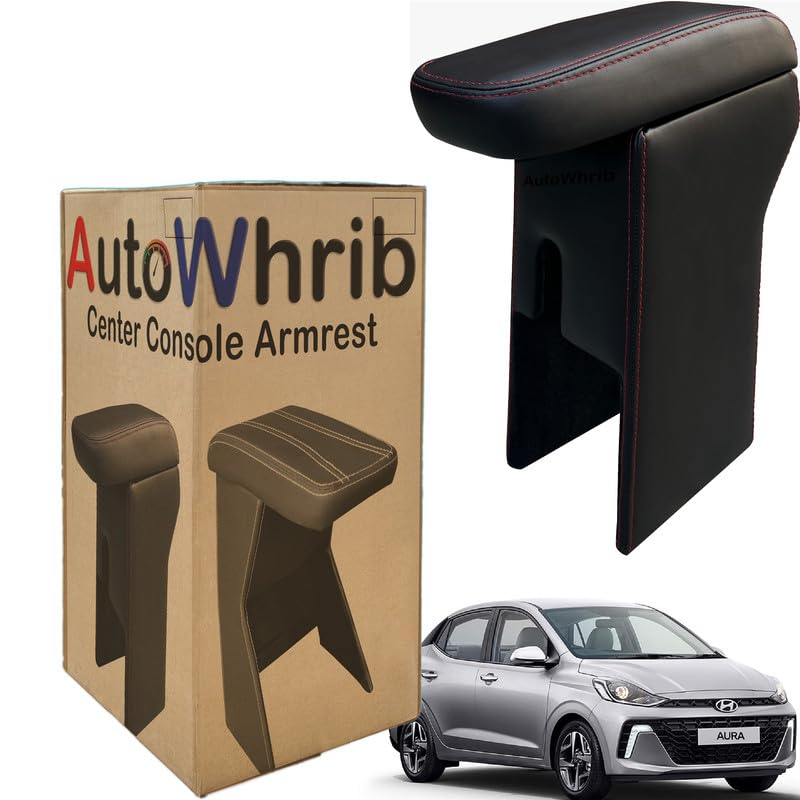 Image of Car Arm Rest For Aura 2023 Armrest with Storage Box & Soft Cushion Pad, Luxury Arm Rest, Black Colour