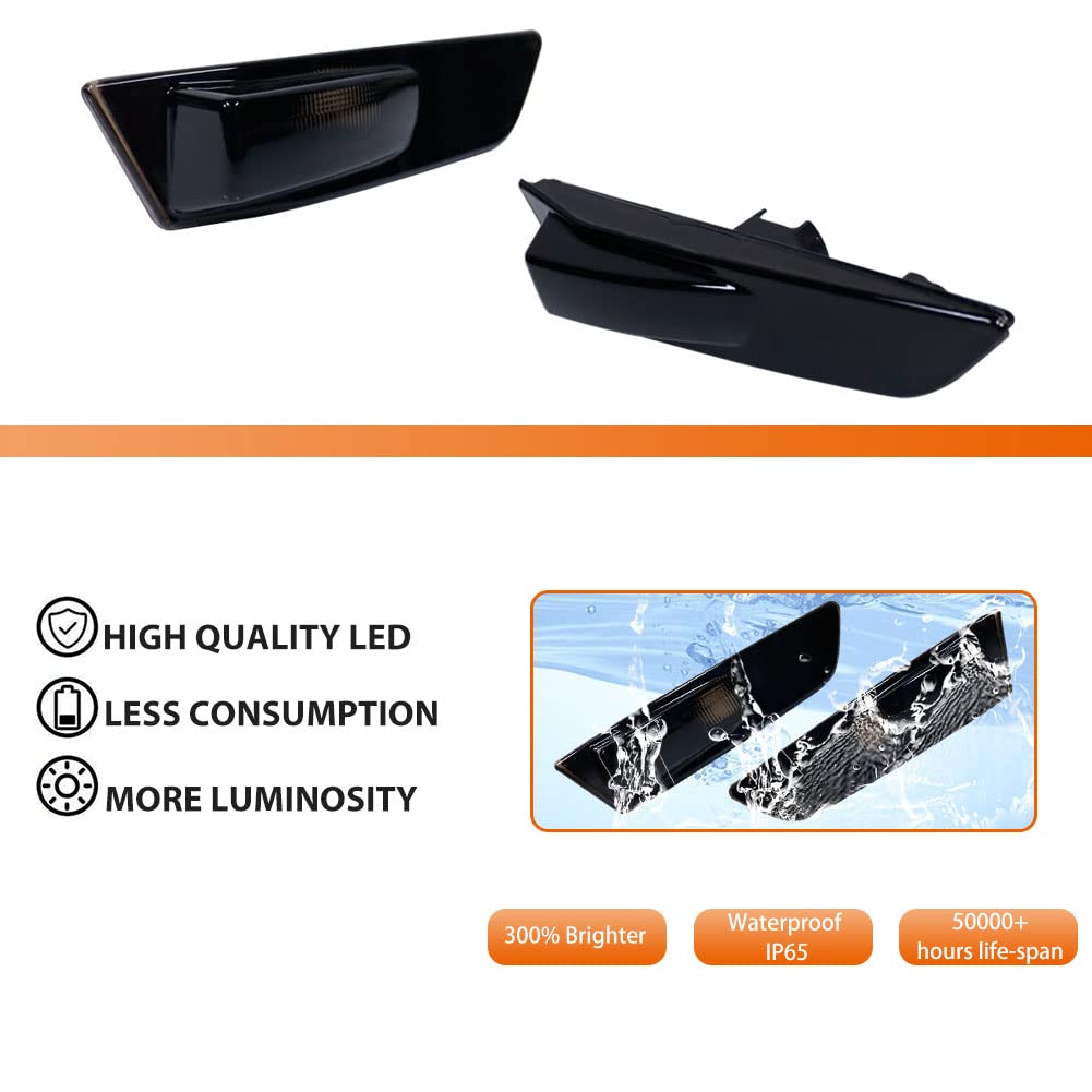 ADIIL Smoked Side Marker Lights Cover Compatible With 2003-2007 Infiniti G35 Coupe Skyline Front Bumper Turn Signals Side Marker Lamp Housing Assembly