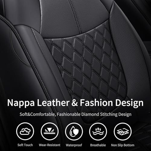Image of Huidasource Custom Fit RAV4 Front Car Seat Covers, Leather Seat Cushion Cover Accessories Fit for 2019-2024 Toyota Rav4 XLE LE XLE Premium Limited(Not for Hybrid /Adventure /TRD Off-Road /Prime, Black)
