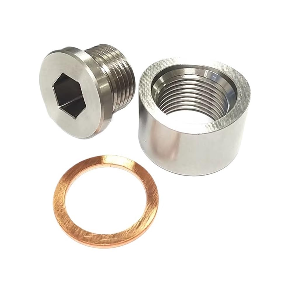 Lambdasonde M18 x 1,5 O2-Sensor-Anschluss, Sauerstoff-Montageanschlüsse und -stopfen, Adaptergewinde, gekerbte Ausführung, Auspuff-Einschweißanschluss mit
