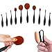 Queentools Professional Makeup Brush Set with Toothbrush Design with Soft Synthetic Hair for Foundation and Concealer- Use with BB Cream Powder Blush-Makeup Cosmetics Tool Set-10pcs