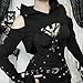 AULKEEP Gothic Punk Long Sleeve Cold Shoulder Hooded Crop Tops Buckle Strap Hoodie Sweatshirt