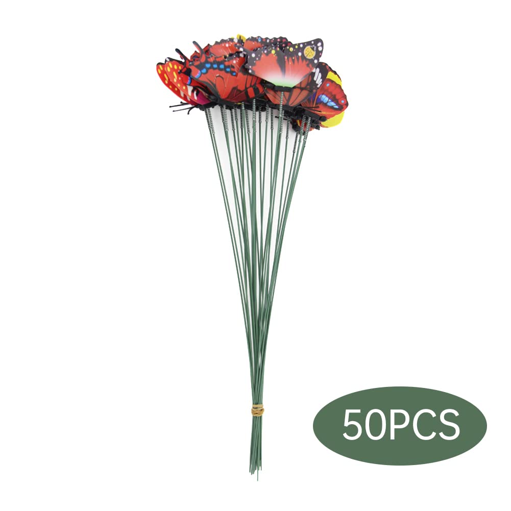 50 Estacas Mariposa Jardín Coloridas - Decoración Exterior PVC Resistente