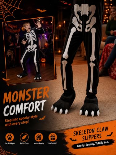 Image of acdiac Unisex Soft Monster Claw Slippers Fun Dino Slippers Animal Paw Shoes For Men Women Boy Girl With Home Halloween Party Cosply Costume Footwear