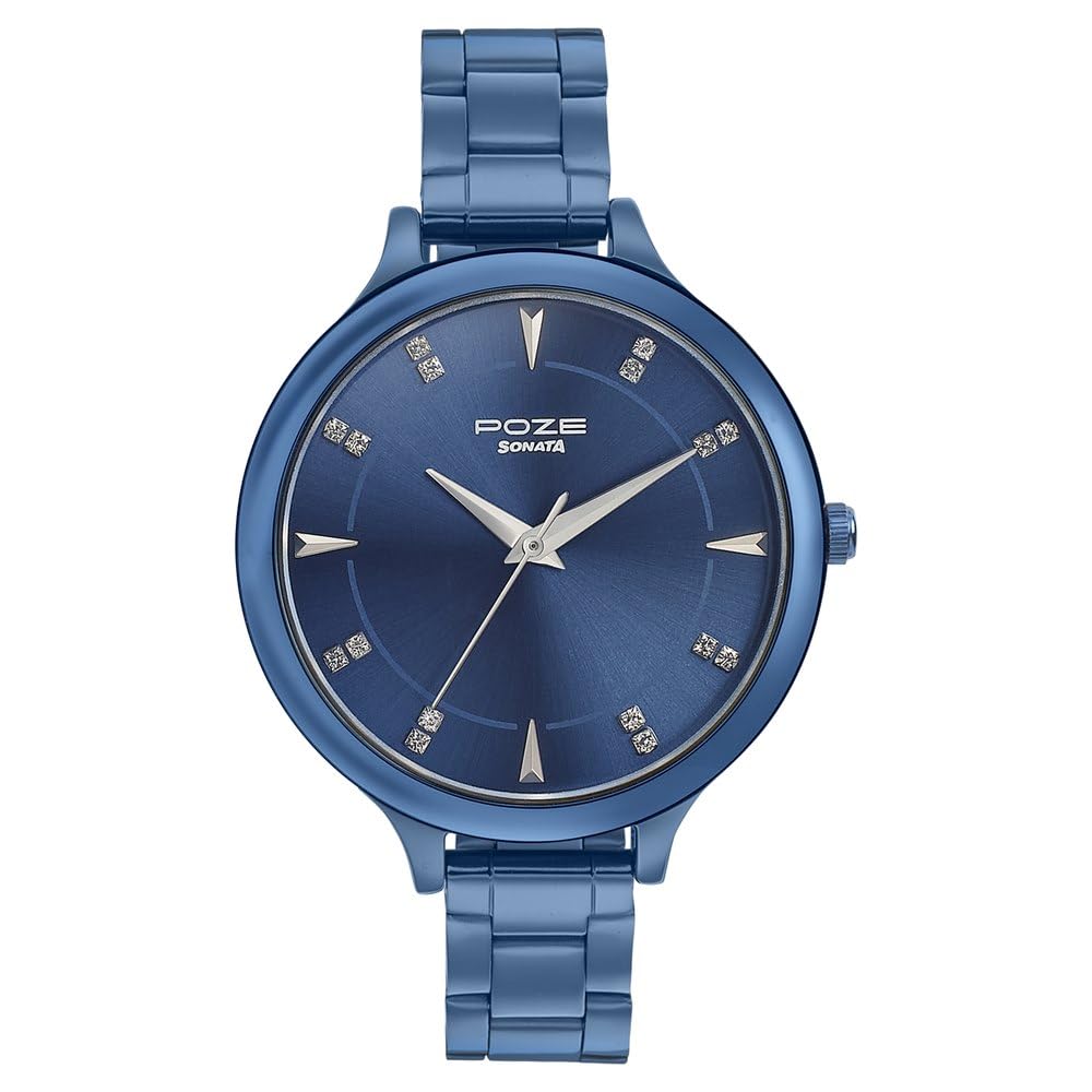 Sonata Poze Quartz Analog Blue dial Metal Strap Watch for Women-SP80015QM02-image-23