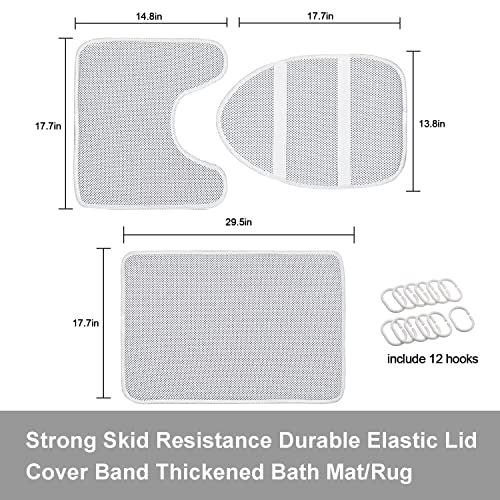 Ddqq Green Leaves Shower Curtain Sets With Non-Slip Rug, Toilet Lid Cover And Bath Mat, Plant Leaves Curtain With 12 Hooks, Durable Waterproof Bathroom Set Decor #TOP4