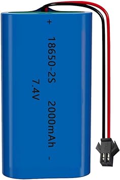 7.4V 2000mAh Rechargeable 18650 Lithium Ion Battery Pack Li-ion Cell SM-2P Plug with USB Charger for Remote Control Cars DIY Replacement