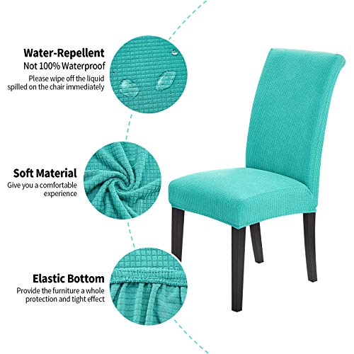 Joccun Chair Covers For Dining Room Set Of 4,Water Repellent Dining Chair Slipcovers Stretch Dining Room Chair Covers Seat Protector,Washable Parsons Chair Cover For Home,Banquet(Turquoise,4 Pack) #TOP2