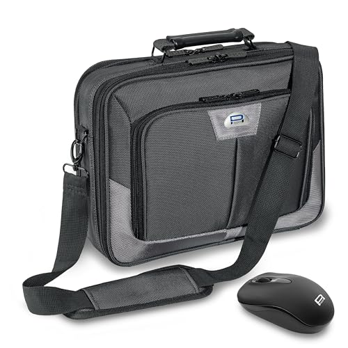 Pedea Premium Bolsa Bandolera Para Portátil Con Ratón Óptico, 47 cm, Gris