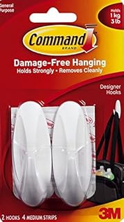 3M Command Medium Hooks with Adhesive Strips - 2 Hooks