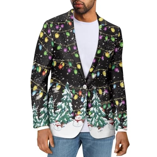 Men's Christmas Blazer Jacket Xmas Funny Casual One Button Holida...