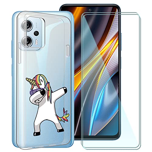 CXKJ Coque pour Xiaomi Poco X4 GT (6.60 Pouce) + [2 Pièces] Verre trempé Protection écran,Ultra Fin Silicone TPU Bumper Transparent Housse Etui Antichoc Cover Case,Glass Film - A17 Cover