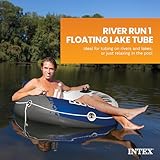 INTEX 58825EP River Run 1 Inflatable Floating Lounge: Comfortable Backrest – Built-in Cup Holders – Durable Grab Handles – All Around Grab Rope – 220lb Weight Capacity– Blue