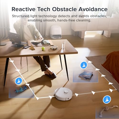 roborock Qrevo Curv S5X Robot Vacuum and Mop, 18500Pa Suction, Zero-Tangling Design, FlexiArm Side Brush, Reactive Tech Obstacle Avoidance, 10 Weeks Self-Emptying, Auto Washing for Hard Floor, Corner by roborock - Image 4