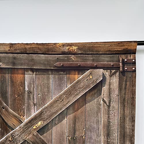 Anhope Rustic Curtains Rod Pocket Wooden Barn Door Village Farmhouse Western Country Farm Retro Woods Vintage Print Pattern Window Drapes For Cafe Living Room Bedroom Closet W52 X L84 Inch 2 Panels #TOP3