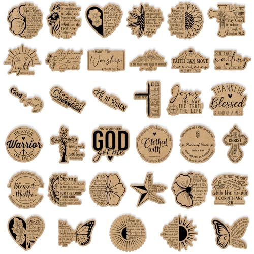 (35Pcs) Jesus Bible Verse Vintage Kraft Paper Stickers Christian Scrapbook