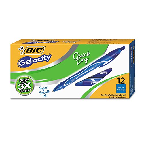 Bic Rglcg11Be Gel-Ocity Quick Dry Retractable Gel, Blue Ink, Medium, 1 Dozen #TOP23