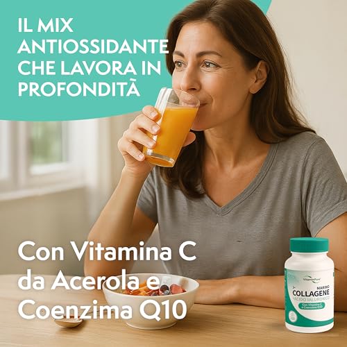 Collagene Marino Con Acido Ialuronico, 210 Capsule Di Collagene Marino Idrolizzato - Integratore Per Capelli, Pelle E Ossa Con Vitamina C E Coenzina Q10 - Vitaminpure - 5