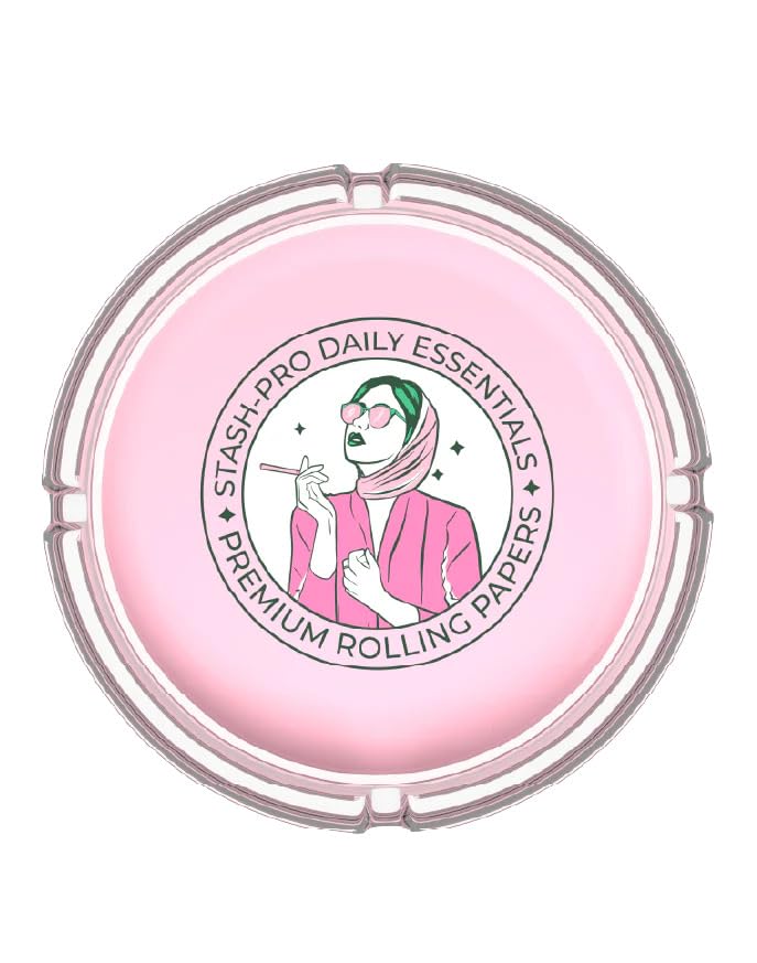 Image of Stash-Pro Premium Glass Ashtray - Heat-Resistant, Heavy-Duty Glass, Easy to Clean (Retro Pink)