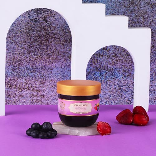 Image of RYLLZ ESSENTIALS Berry Punch Body Scrub & Polisher | with AHA, Walnut Shell, Kojic Acid, Niacinamide & Glycolic Acid | for Dead Skin Cells, Ingrown Hair & Skin Feeling Smoother /Polished | 200 ml