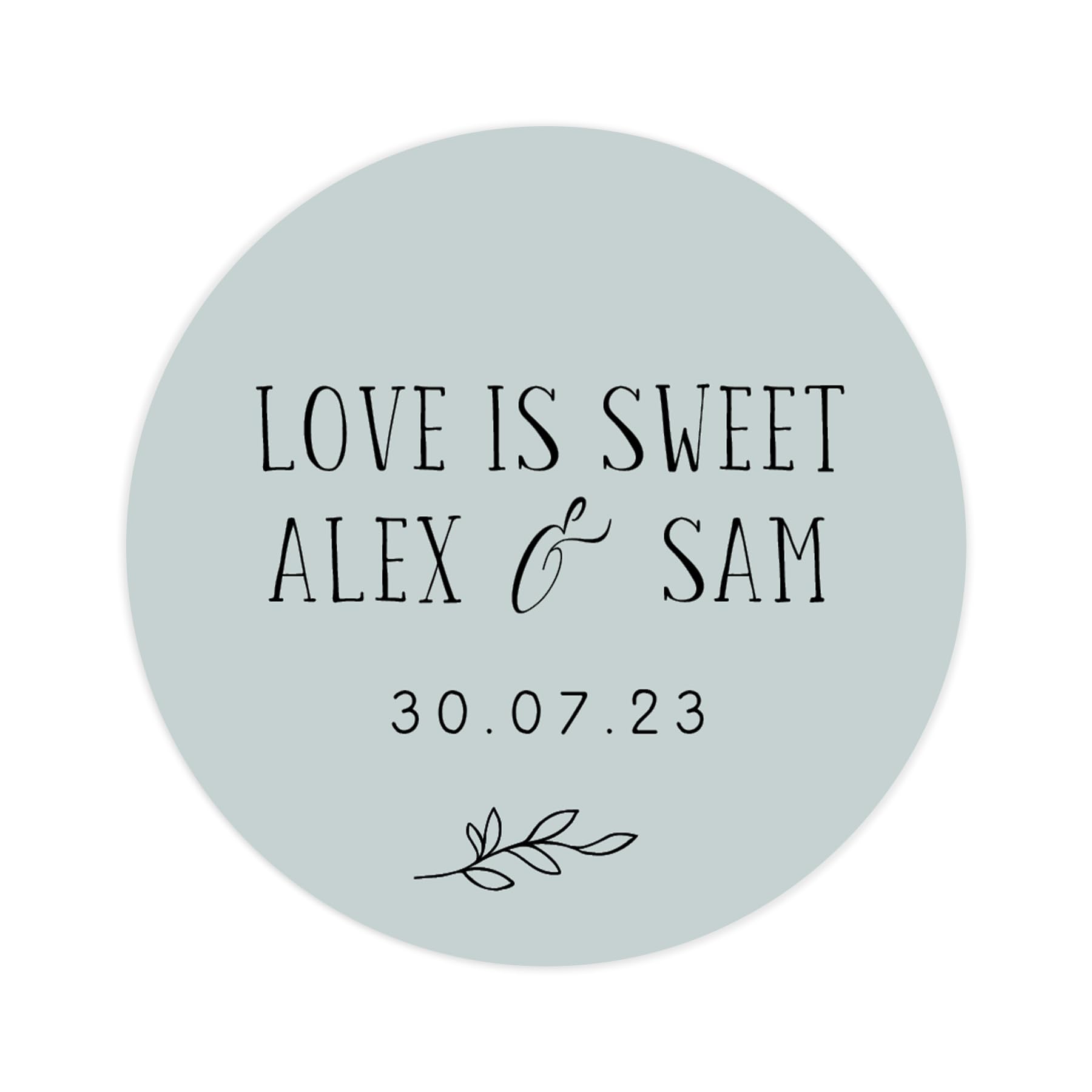 Personalised love is sweet take a treat wedding stickers | wedding labels | favor sticker | wedding favors thank you stickers | 35 round stickers - per sheet (Dusky blue)