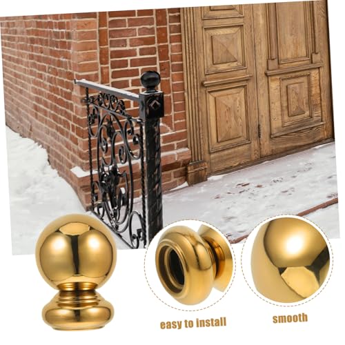 Miniatura 7 de Homsfou Bola De Barandilla De Escalera Remates Decorativos Cubiertas Postes Cubierta Cerca Decoración Cerca Césped Poste La Del Jardín Acero Inoxidable Golden