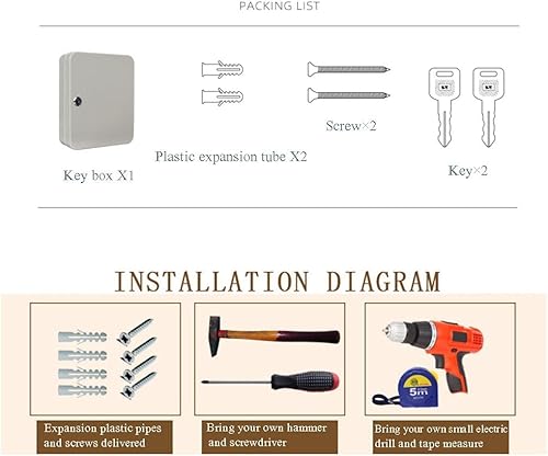 Miniatura 8 de Gabinete de llaves de acero de 28 llaves con cerradura de combinación, organizador de llaves montado en la pared con código reiniciable, caja de