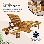 Casaria Gartenliege Akazienholz klappbar mit Rollen