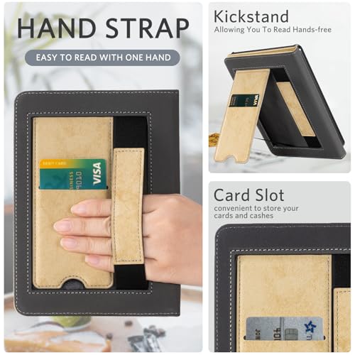 Image of CoBak Case with Stand for Kindle Paperwhite 12th Gen 2024 Released (7 inch) & Kindle Colorsoft Signature Edition - Durable PU Leather Cover with Auto Sleep Wake, Card Slot, Hand Strap Feature