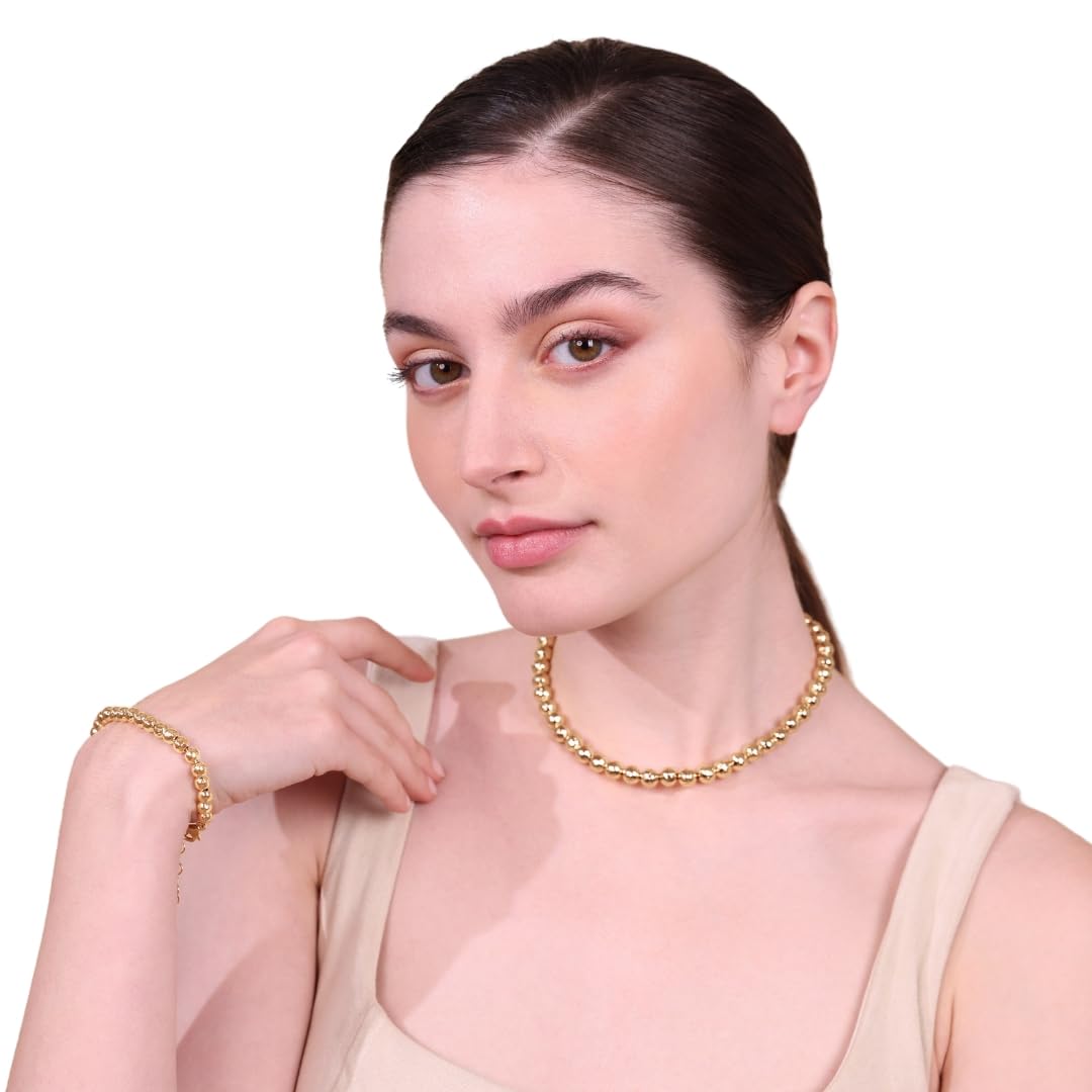 etrusca GIOIELLI Bracciale Donna placcato Oro 18k – Bracciale Dorato con Sfere Martellate – Gioielli Made in Italy – Braccialetto Idea Regalo Compleanni, Anniversari, Festa Donna, Festa Mamma
