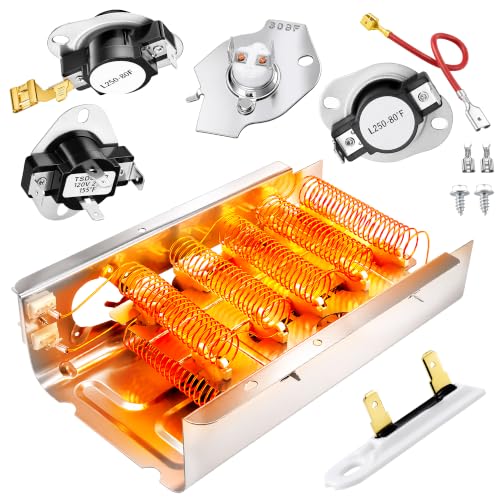 NED4655EW1 Heating Element fit for Amana 279838 W10724237 NED4600YQ1 NED4600YQ0 fit for Whirlpool WED4815EW1 WED4850HW0 WED5300VW0 fit for Kenmore 70 80 110 fit for Maytag 3398064 3403585 prime&swift