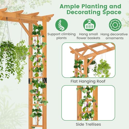 Pérgola para jardín de madera natural resistente con soporte estructural de celosía 3