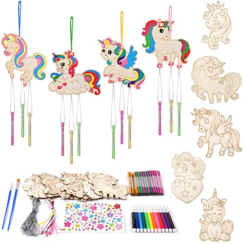 Ainiv 9 Pack Unicorn Wind Chime Crafts for Kids, DIY Paint Wooden Windchimes, Unicorn Decorative Wind Chime Craft Set, Wooden DIY Arts and Crafts for Boys Girls Gifts Crafting Party Activities Ainiv 9 Pack Unicorn Wind Chime Crafts for Kids, DIY Paint Wooden Windchimes, Unicorn Decorative Wind Chime Craft Set, Wooden DIY Arts and Crafts for Boys Girls Gifts Crafting Party Activities