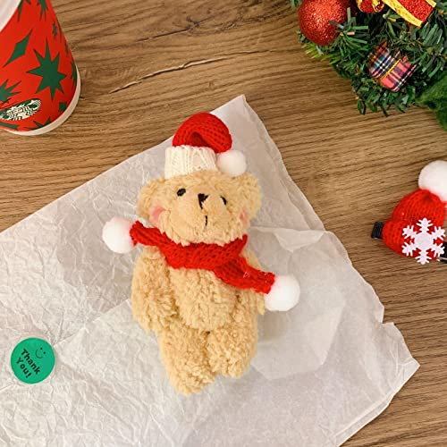 YHTG 5 peças de mini ursinho articulado, enfeite de Natal, pingente de pendurar na árvore de Natal,