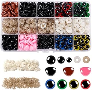 560pcs Plastic Safety Eyes and Noses, Safety Eyes for Toys Colourful Craft Doll Eyes Including 205 pcs Safety Eyes, 75 pcs Safety Noses with 280 pcs washers for Making Crochet Toy DIY Craft