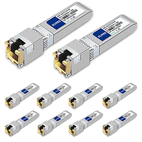 Sfp To Rj45 10Pack 1.25/2.5/5/10G-T Transceiver, 10Gbase-T Sfp+ To Rj45 Copper Module For Cisco Meraki, Cat6A/Cat7 Compatible With Cisco, Mikrotik, Ubiquiti, Supermicro,Netgear, 100Ft/30M-Flyprofiber #TOP17