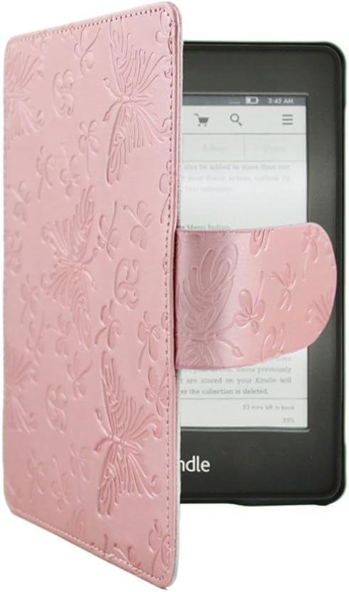 Butterfly Leather Cover Sleeve Case with Sleep Mode for Amazon Kindle Paperwhite 3G WiFi (Pink)