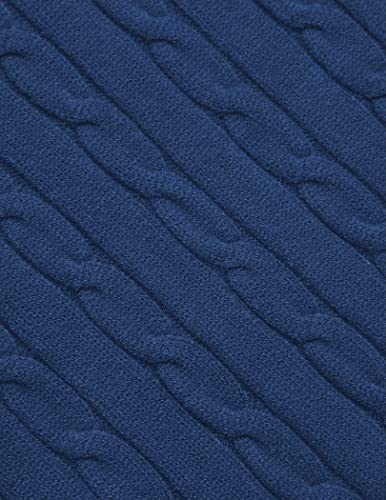 Oofandy Mens Slim Fit 1/4 Zip Up Mock Neck Polo Sweater Casual Long Sleeve Sweater Pullover Sweaters Blue #TOP6