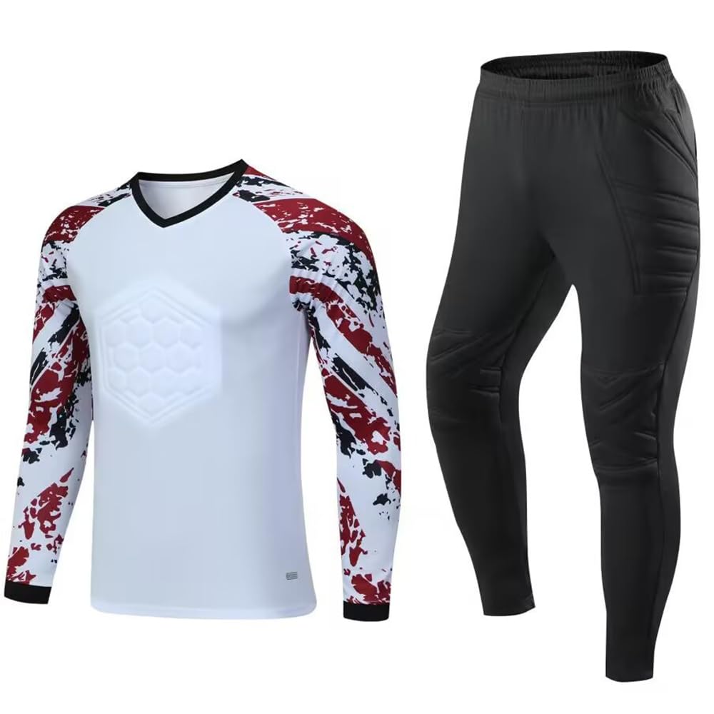 Maglia da portiere con imbottita, per adulti e bambini, traspirante, set da portiere, pantaloni/pantaloncini da allenamento, competizione, pallamano e portiere