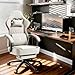 Dowinx Gaming Stuhl Stoff, Massage Gaming Sessel mit Fußstütze, Ergonomischer PC Stuhl Gamer Stuhl Bürostuhl 150 kg belastbarkeit, Beige