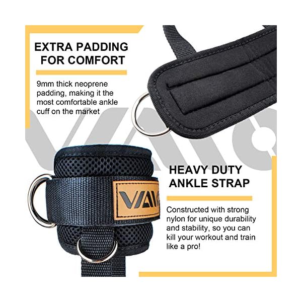 VAIIO Ankle Straps for Cable Machines,Adjustable Comfort fit Neoprene, Reinforce Double D-Ring - Premium Ankle Cuffs to… - Image 6
