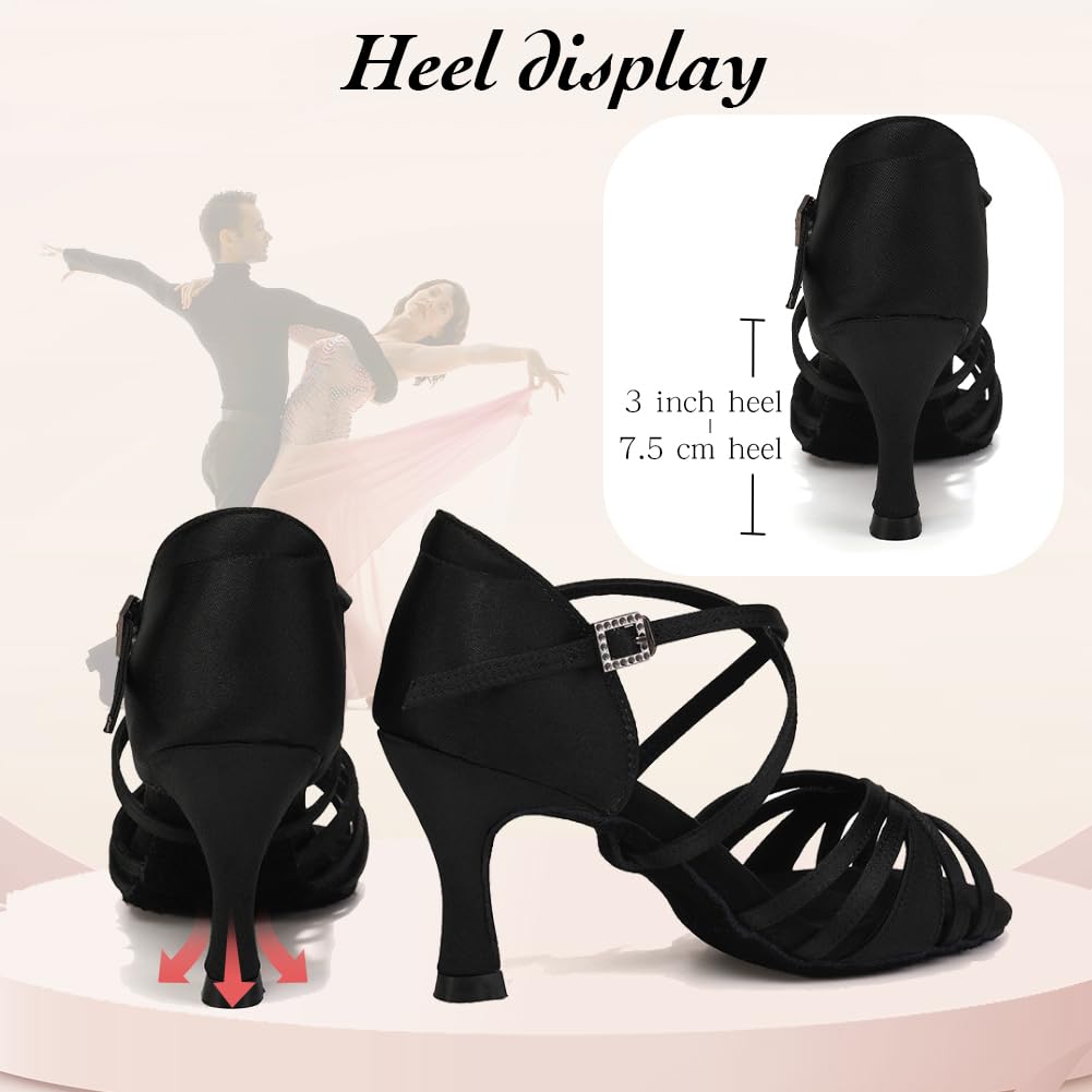 Damskie buty do tańca latynoskiego z odkrytymi palcami buty do salonu obcas 7,5 cm