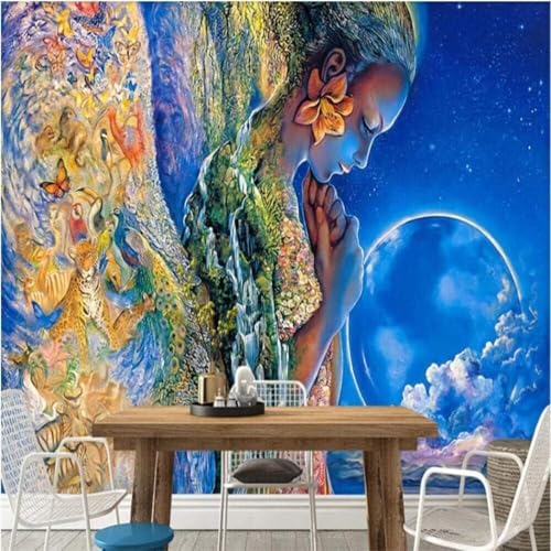 Papel pintado 3D abstracto con diseño de luna y animales de 350x256 cm 3