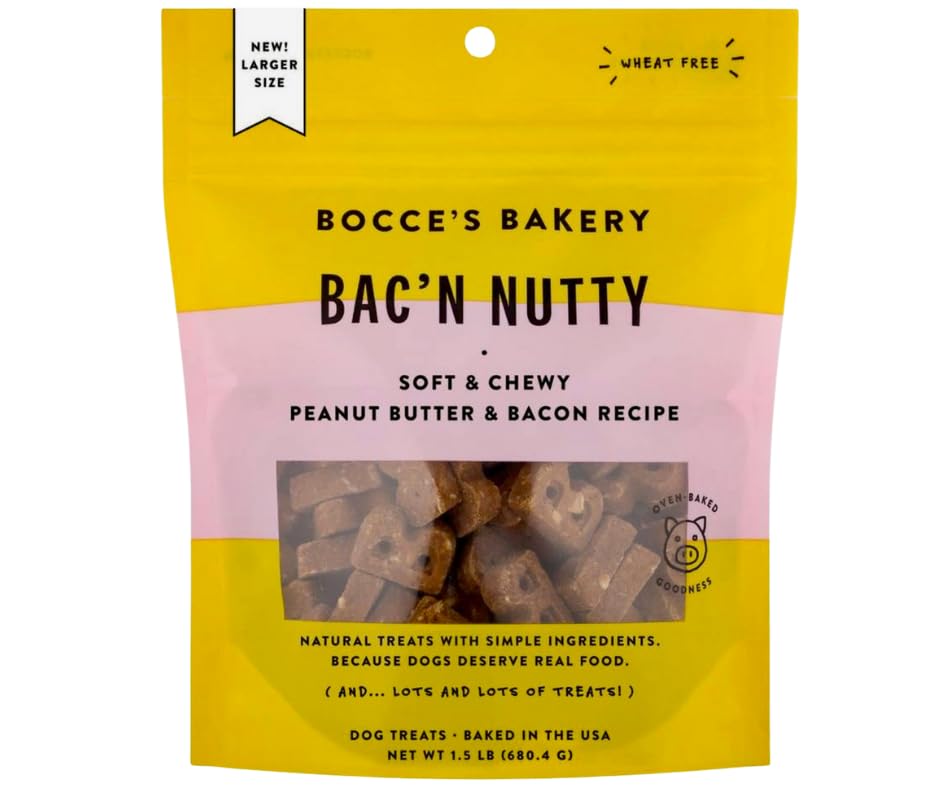 Bocces Bakery Bac'n Nutty Dog Treats - Peanut Butter & Bacon 1.5 lb + XALEZ Box