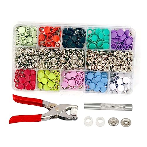 FONDOTIN 1 Set Snap Fasteners Kit for Bodysuits with Hollow Solid Snaps Includes Tool Storage Box for DIY Projects and Crafting