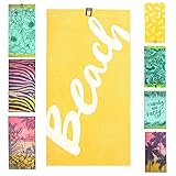 [page_title]-jilda-tex Strandtuch 90x180 cm Badetuch Strandlaken Handtuch 100% Bio-Baumwolle Velours Frottier Pflegeleicht (Sunny Beach)